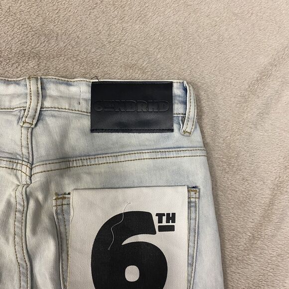 6th NBRHD NEW Mens 28 Stacked Jeans New Fields Light Wash Distressed Stretch - Picture 15 of 16